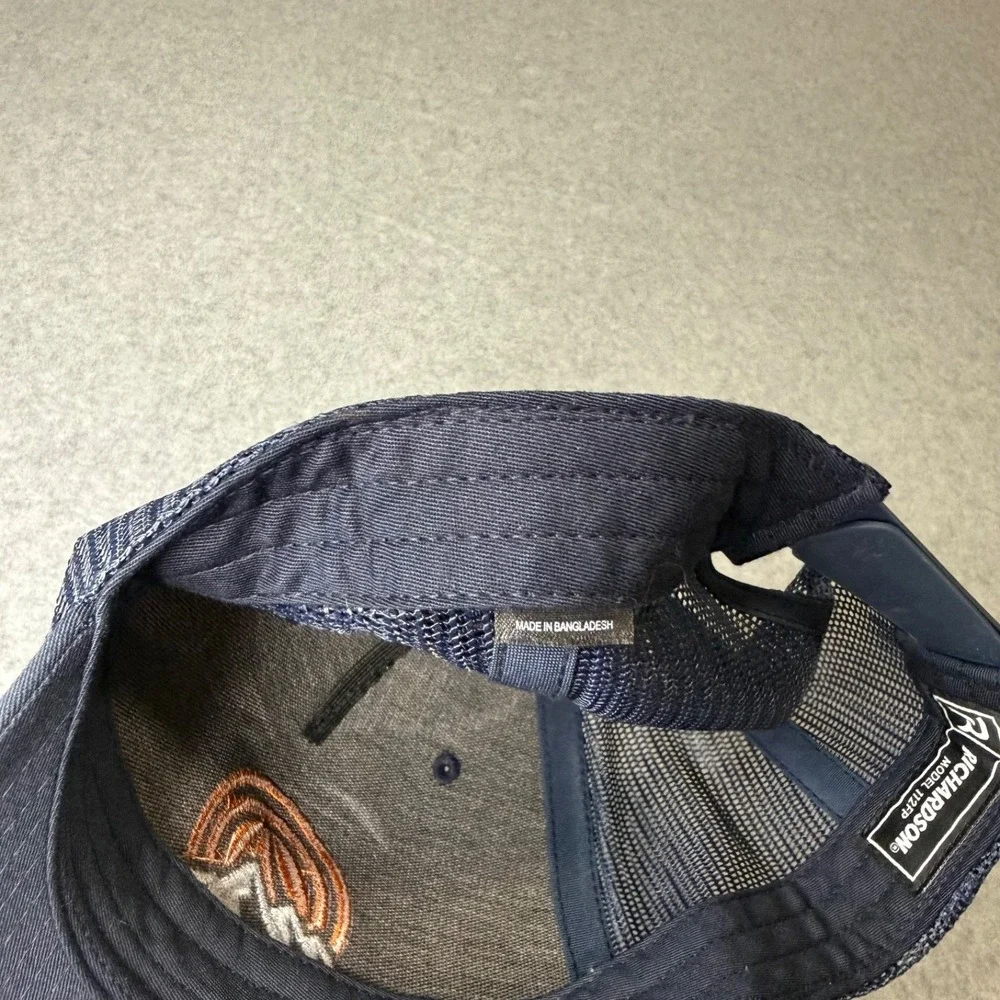 Mountain Sunrise Embroidered Trucker Outdoor Hike Hat Navy Blue Richardson 112